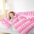thumbnail image 3 of Erosebridal Girls Pink Cartoon Football Full Size Comforter Sets,Dreamy Princess Style Bedding Sets For Kids,Reversible Pink 3-Piece, 3 of 7