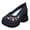 Black, variant on Flower Embroidery Chunky Wedge Heels Walking Shoes for Women Retro Fall Casual Platform Height Increasing Slip on Dress Loafers Nursing Sneakers White Size 8.5