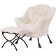 thumbnail image 2 of Sillón Lazy con otomana, sillón de lectura y salón moderno con reposabrazos y bolsillos laterales, sofá lounge tapizado para espacios pequeños, beige,Azul Real, 2 of 2