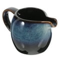 thumbnail image 1 of Jarra de crema de cerámica con asa para café, leche, salsa, aderezos para ensaladas y salsa, elegante diseño azul para uso en el hogar y la cocina, 1 of 6