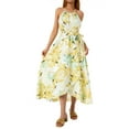 thumbnail image 2 of Women Floral Print Beach Dress Bohemian Style Sleeveless Halter Neck Skirts Ruffles Adjustable Waist Belt A-Line Sundress, 2 of 9