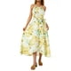 thumbnail image 2 of Txlixc Vestido de playa con estampado floral para mujer, estilo bohemio, sin mangas, cuello halter, volantes, cinturón ajustable, vestido de línea A Txlixc Casual, 2 of 9