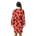 thumbnail image 3 of Just Love Women Plush Robe with Sherpa Trim - Cozy and Warm Bathrobe for Lounging (Red - Bite Me Gingerbread Man, X-Large), 3 of 3