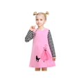 thumbnail image 2 of Girls Dress Pink Cartoon Lady Walking Dog Embroidery Plaid Long Sleeve 5 Years, 2 of 6