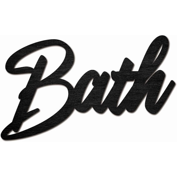 Bath Word Cutout Sign Laser Cut Wood Letter Sign Black Wall Decor Unfinished Wooden Signs Wall Art Basswood Hanging Sculpture Decor for Craft DIY Home Farmhouse Bathroom 11.9x7.1Inch DIY Making