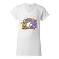 thumbnail image 3 of Baseball Mom Cheetah Glitter Sports Women's Standard V-Neck Tee, White, Large, 3 of 5
