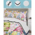thumbnail image 3 of Twin Quilt Bedding Set, Easter Eggs Reversible Summer Quilt 3 Pieces, Spring Floral Gnomes Plants Butterflies Pink Plaid Lightweight Bedspreads Coverlets with 2 Pillow Shams for All Seasons, 3 of 5