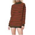 thumbnail image 5 of Goodtrade8 Striped Sweater Women Trendy Knitted Turtlenecks Loose Casual Long Sleeve Sweater Women Tops, 5 of 5