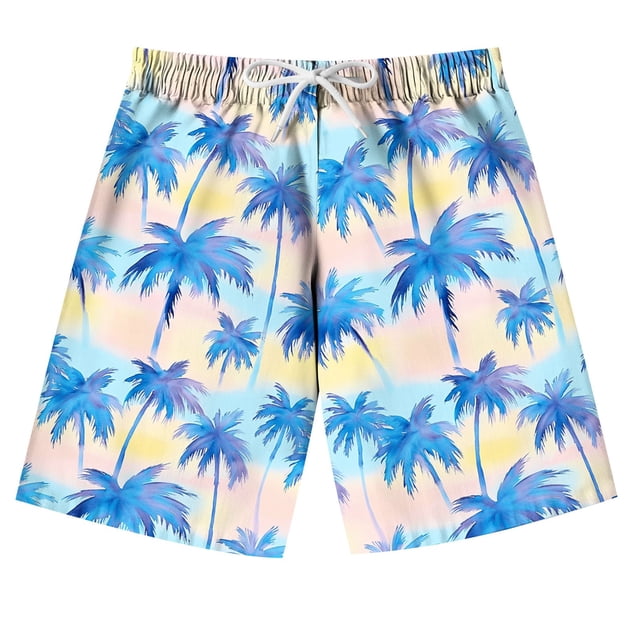 Odeerbi 7-14 Años Niños Pantalones Cortos de Hawaiano Pantalones de Baño En Seco Rápido Pantalones Cortos de Tabla de Playa Pantalones Cortos de Natación Deportivos de Cintura Ajustable