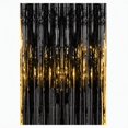 thumbnail image 2 of Black Foil Fringe Curtain with Metallic Tinsel Design, Standard Size, Black, for Birthday and Halloween Party, Decoration, 2 of 3