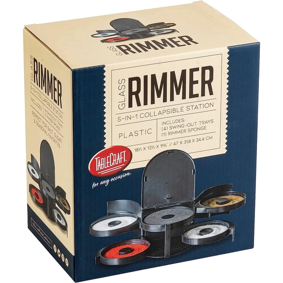 Tablecraft Glass Rimming Station with 5-Swing Out Trays (H5633), 2.3, Black