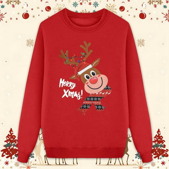 Matching Family Christmas Sweaters Cute Soft Christmas Sweater Pullover Soft Long Sleeve Holiday Christmas Pullover Sweatshirt for Mom Dad Kids