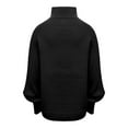 thumbnail image 5 of JUUYY Casual Knitted Sweater Tops for Women Solid Color Cable Knit Balloon Sleeve Mock Neck Sweaters Fall Winter Warm Pullover Jumpers Black L, 5 of 6
