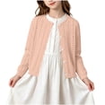 thumbnail image 2 of Xdegoge Girls Pointelle Knit Cardigan Sweaters Long Sleeve Button Down Hollow Out Lightweight Casual Outerwear Tops Comfortable Fall Spring School Clothes for Kids, 2 of 9