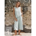 thumbnail image 2 of EASYBRAUS Women Cotton Two Piece Summer Outfit Striped Tank Top Cropped Pants Set, 2 of 6
