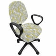 thumbnail image 1 of Leaf Office Chair Slipcover, Repeating Autumnal Foliage Abstract Lines Geometrical Interpretation Pattern, Protective Stretch Decorative Fabric Cover, Standard Size, Mustard Sage Green, by Ambesonne, 1 of 5