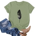 thumbnail image 3 of Ukumplol Graphic Tees for Women Oversized Tshirts for Women Womens Summer Top Casual Feather Print T Shirt Fashion Loose Short Sleeve Short Sleeve Shirts for Women Army Green L, 3 of 4