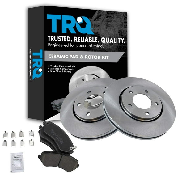 TRQ Front Brake Pad & Rotor Kit Brake Pads Brake Rotor Ceramic Fits Select 2003-2006 Chrysler Town & Country 2001-2003 Voyager 2001-2007 Dodge Caravan 2001-2006 Grand Caravan