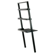 FurniFact Black Leaning Desk, Ladder Design, Computer Table, Two Storage Shelves