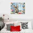 thumbnail image 5 of Nawypu Blue Easter Plaid Wall Art For Living Room/Bedroom, Canvas Bathroom Decor Wall Art Kitchen Office Framed Wood  Picture, Spring Flowers Plant Leaves Egg Bunny, 5 of 5