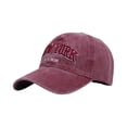 thumbnail image 2 of Unisex Vintage Baseball Cap Adjustable Washed Cotton Embroidery New York Low Profile Dad Hat Red, 2 of 3
