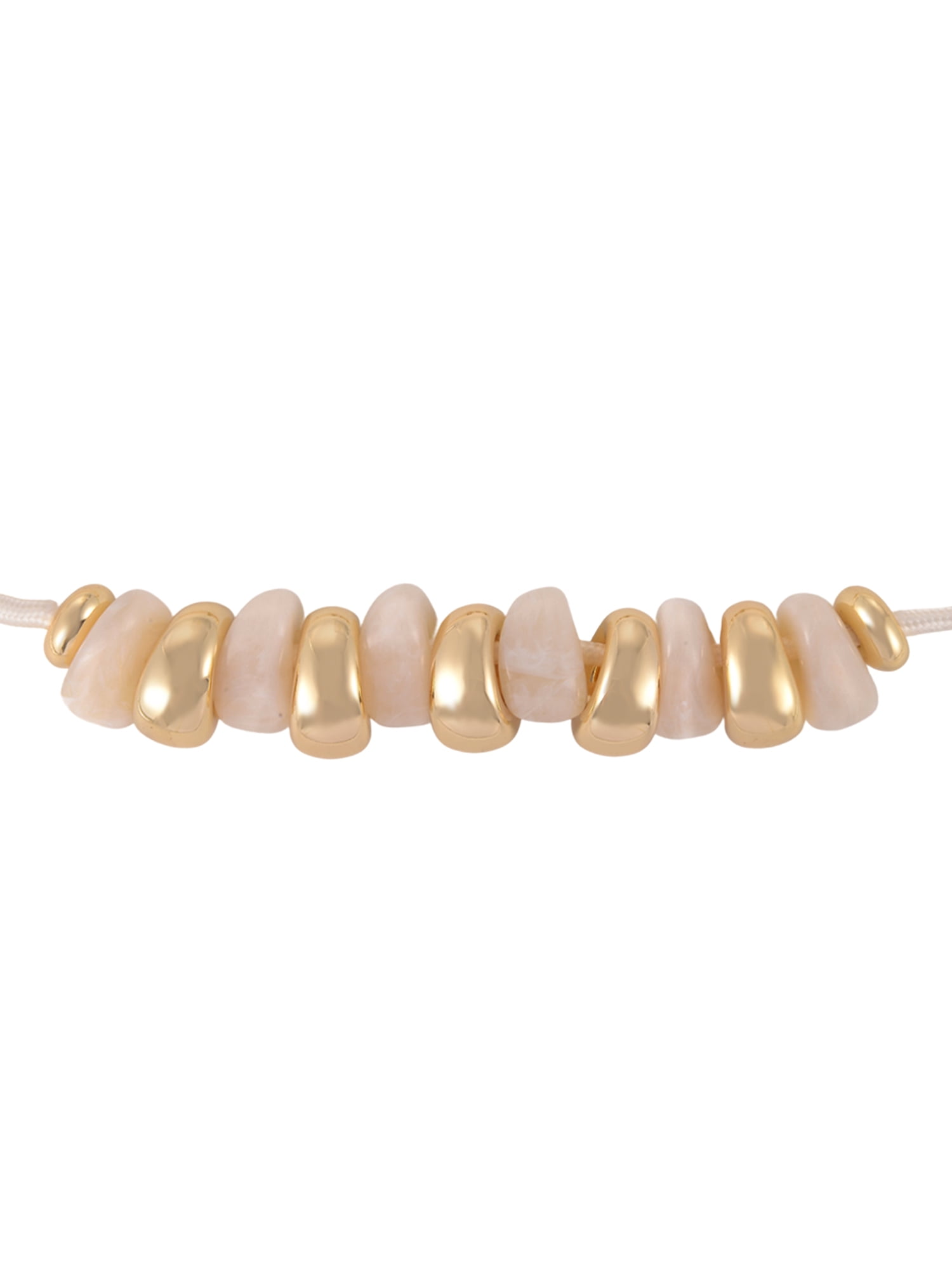 Time and Tru Goldtone Cord Cream Swirl Resin Bead Necklace