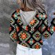 thumbnail image 4 of Camiseta de cuello con capucha de manga larga suelta divertida vintage para mujer Tops estampados Fridja  FKASFK5618, 4 of 5