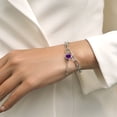 thumbnail image 5 of JeenMata 3 Carat February Heart & Key Charm Birthstone Bracelet - 18K White Gold Plating for Women, 5 of 7