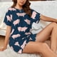thumbnail image 4 of Balery Pig 1 Conjunto de Pijama para Mujer con Estampado, Dos Piezas de Manga Corta y Shorts, Ropa de Dormir Suave con Cuello Redondo y Bolsillos-Small, 4 of 6