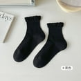 thumbnail image 1 of Nvzi 6 pairs of Womens Cotton Crew Socks, Thin Soft Comfort Breathable Dress Socks, Above Ankle Crew Socks for Business, Casual，Athletic Sock (Black）, 1 of 2