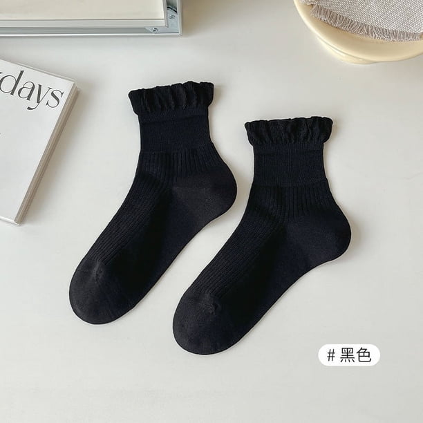 Zhuge 3 pares de calcetines de algodón para mujer, calcetines de vestir finos, suaves y cómodos, calcetines por encima del tobillo para uso casual, calcetines deportivos (negros)