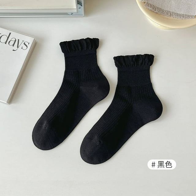 Nvzi 6 pairs of Womens Cotton Crew Socks, Thin Soft Comfort Breathable Dress Socks, Above Ankle Crew Socks for Business, Casual,Athletic Sock (Black)