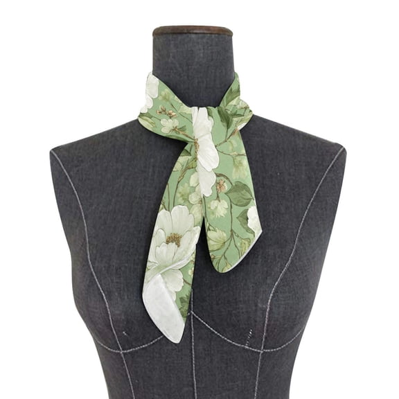 Square Scarf 24x24 Inch Soft Green Floral Seamless Silky Satin Sun Protection Neck Scarf for Women Multi-Purpose Head Wrap Bandana for Hair Bag Decoration