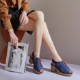 thumbnail image 6 of Clearance VerPetridure Women's Denim And Artificial Leather Microfiber High Heel Sandals Summer Casual Shoes Size 35-43, 6 of 9