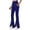 Blue, variant on Flare Leggings for Women with Pockets Seamless Stretchy Slim Fit Front Slit Hem Tummy Control Elastic Pull on Bottoms Yoga Sports Gym Fashion Trousers