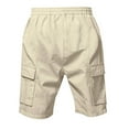 thumbnail image 6 of DDAPJ pyju Linen Cargo Shorts for Men Drawstring Summer Beach Shorts Lightweight Comfy Lounge Sweat Shorts with Multi Pockets Khaki M, 6 of 9