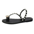 thumbnail image 5 of AXXD Black Sandals for Women Clearance Under $10 Summer Plus-size New Round Toe Pearl Flip-flops Flat Sandals, 5 of 8