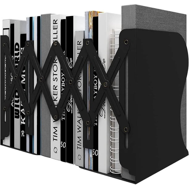 Sujetalibros ajustables de escritorio (negro), soporte expandible para carpetas de libros, estantería telescópica de mesa, estantería de metal para notas, estante para niños, estudiantes, oficina