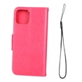 thumbnail image 4 of Funda tipo cartera para iPhone 12 Pro de piel sintética con tapa y ranura para tarjeta de crédito, color rojo rosa, 4 of 5
