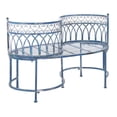thumbnail image 4 of SAFAVIEH Lara Outdoor Patio Kissing Garden Bench, Antique Blue, 4 of 9