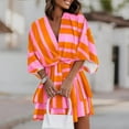 thumbnail image 1 of Robe Courte à Imprimé Floral pour Femmes, Plissée, Col en V, Cordon de Serrage, Taille Élastique, à Volants, Superposée, Robe Courte, 1 of 5