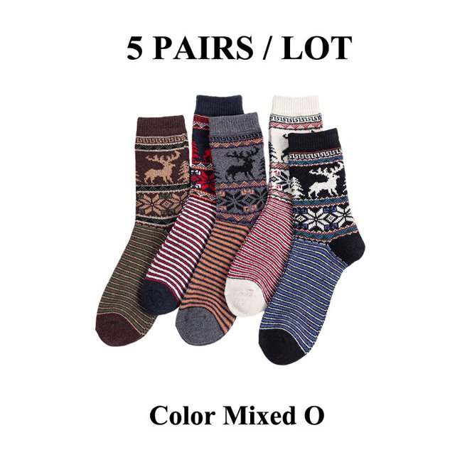 Calcetines de lana de invierno para mujer, medias gruesas y cálidas, de algodón suave, informales, a la moda, para botas de nieve y clima frío, 5 pares