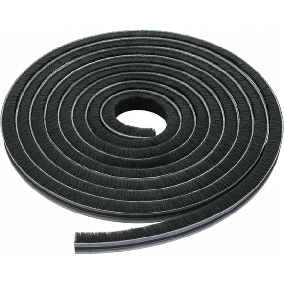 Brixwell Storefront Door Pile Weatherstrip 0.250" Pile Height, 100' Roll, Black Finish - Seal Strip for Draft, Moisture, and Dust Control in Commercial and Residential Use