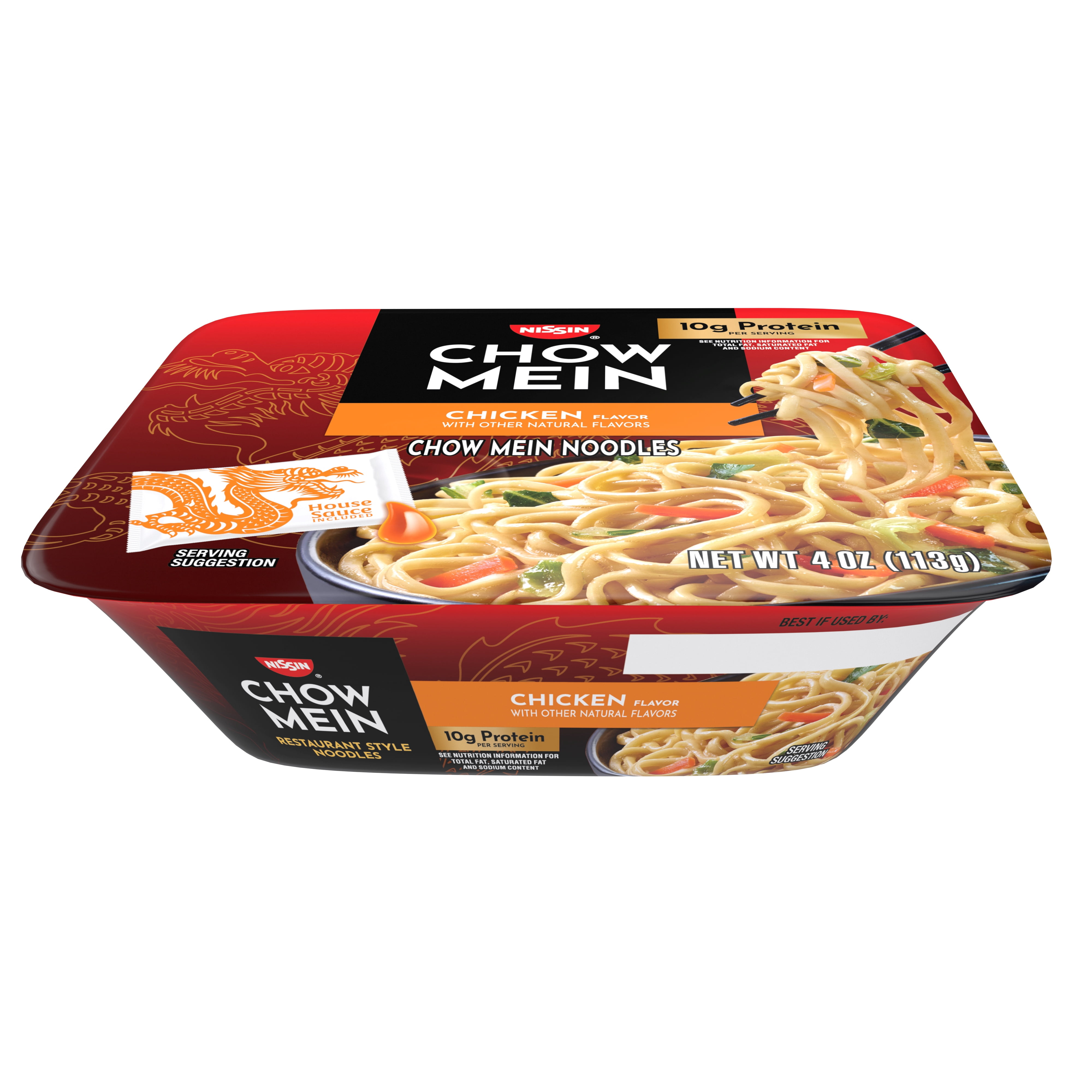 (6 pack) Nissin Foods Chow Mein Instant Noodles, Chicken Flavor, 4.0 oz Tray, Shelf-Stable