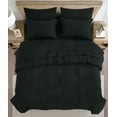 thumbnail image 2 of Chezmoi Collection Piper Oversized Queen Bed in a Bag 7-Pieces Honeycomb Geometric Hexagon Quilted Stone Washed Microfiber Comforter with Sheets Lightweight All Season Bedding, Oversized Queen, Black, 2 of 9