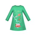 thumbnail image 1 of Robe Fille Verte Noël Renne Père Noël Cadeau Cheminée 5 Ans, 1 of 5