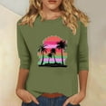 thumbnail image 2 of BangWanChi 3/4 Length Sleeve Womens Tops Women's Fashion Printed Round Neck 3/4 Sleeve T-Shirt Loose Tops Long Sleeve Round Neck Tops/Shirt, 2 of 4