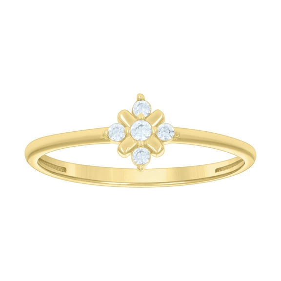 10kt Real Yellow Gold Womens Cubic-Zirconia Flower Fashion Ring