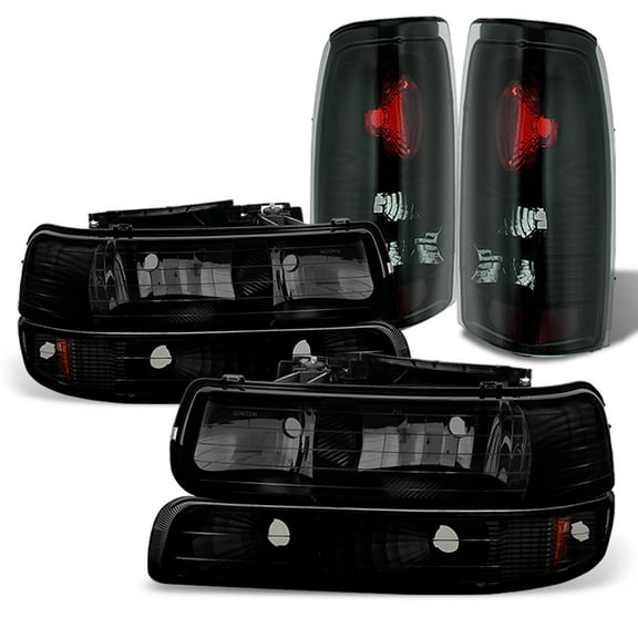AKKON - For Black Smoked For 1999-2002 Chevy Silverado 1500 2500HD 3500 Headlights Bumper Signal Tail Lamps