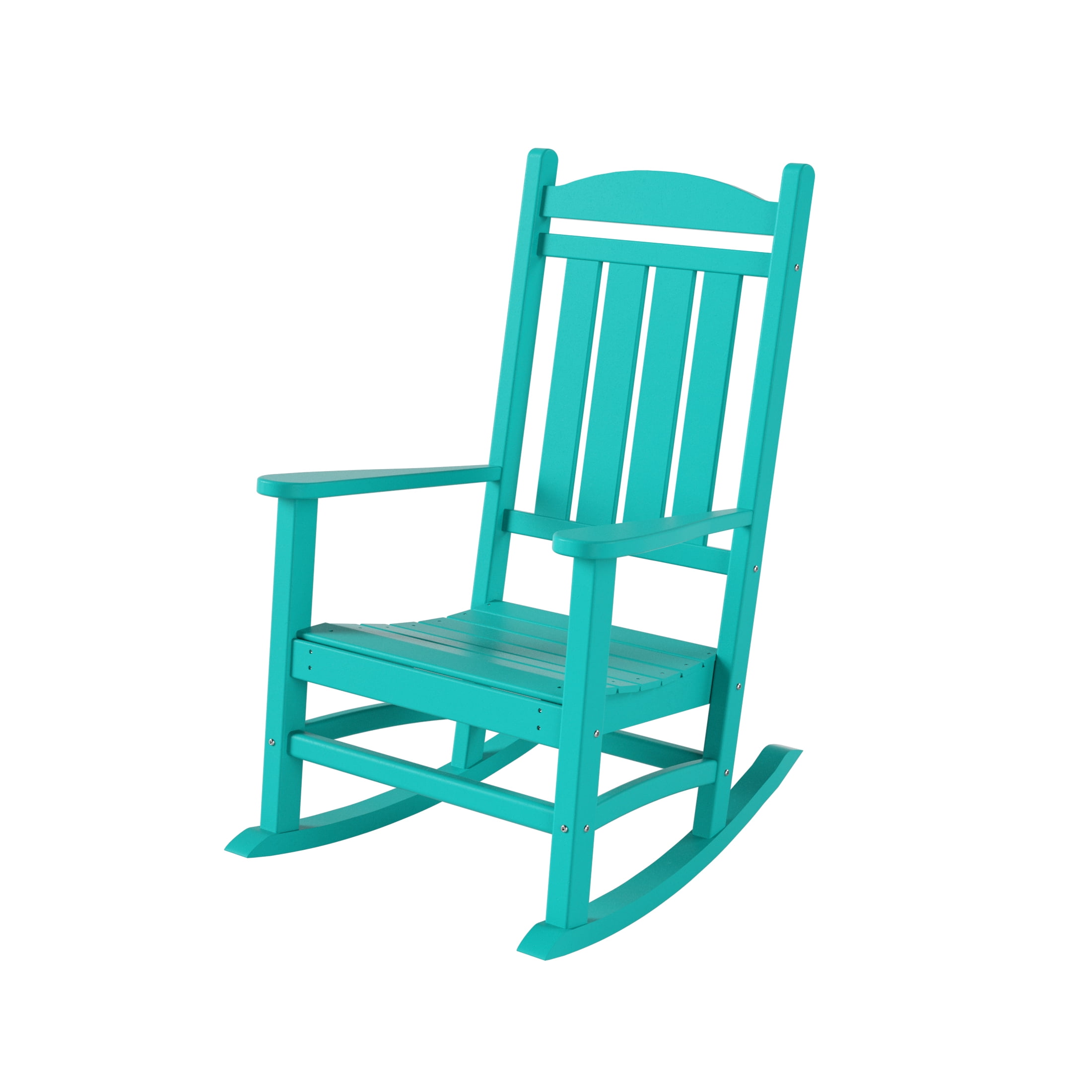 GARDEN Set of 2 Classic Plastic Adirondack Porch Rocking Chairs, Turquoise
